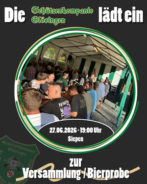 Einladung zur Kompanieversammlung und zur Bierprobe Glösingen 2026